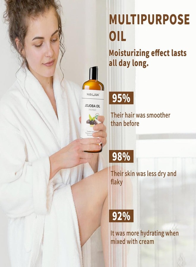 MAYJAM Jojoba Oil Organic USDA Certified 16 Oz, 100% Pure & Natural Jojoba Oils for Skin, Hair, Face, Nails, Body Massage, Cold Pressed Unrefined Carrier Oil for Essential Oils Mixing - Image 3